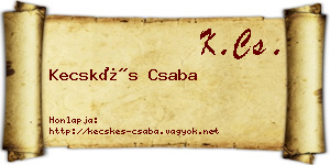 Kecskés Csaba névjegykártya